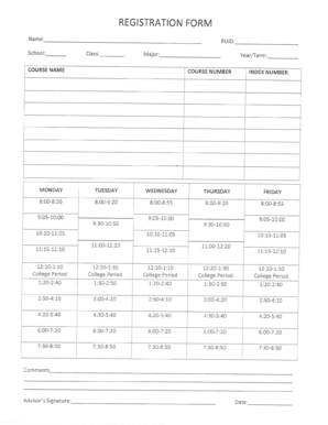 Student Course Registration Form