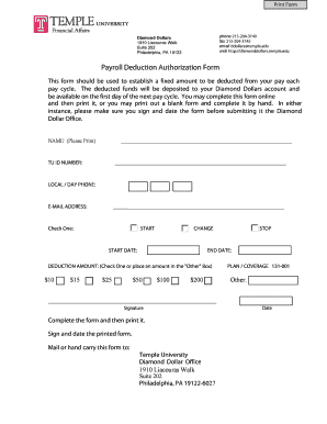 Payroll Deduction Authorization Form