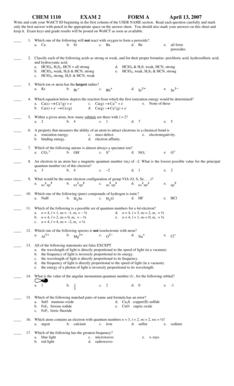 Chemistry Exam Form A