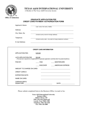 Texas A&M Graduate Application Fee Payment Form