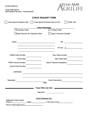 Texas Check Request Form