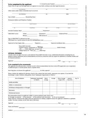 Texas A&M University Graduate Studies Application Form
