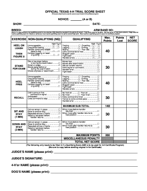 OFFICIAL TEXAS 4-H TRIAL SCORE SHEET JUDGE'S NAME ... - texas4-h tamu