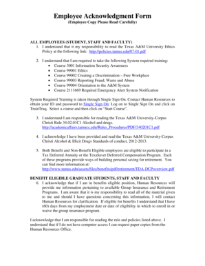 Employee Acknowledgment Form