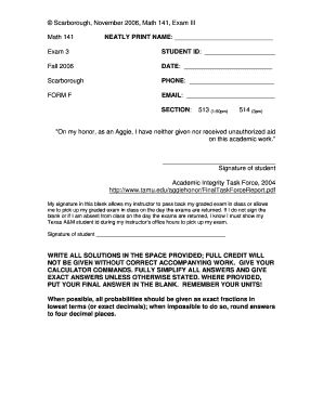 Math 141 Exam III Form F