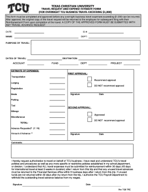 Realtor tax deductions worksheet - Travel Request and Expense Estimate Form - Texas Christian ...