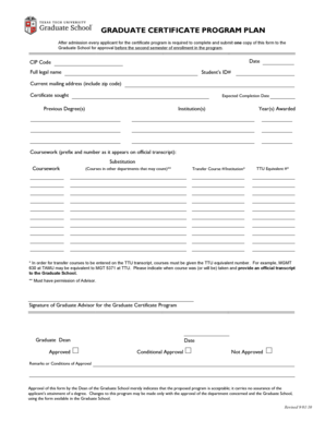 Graduate Certificate Program Plan