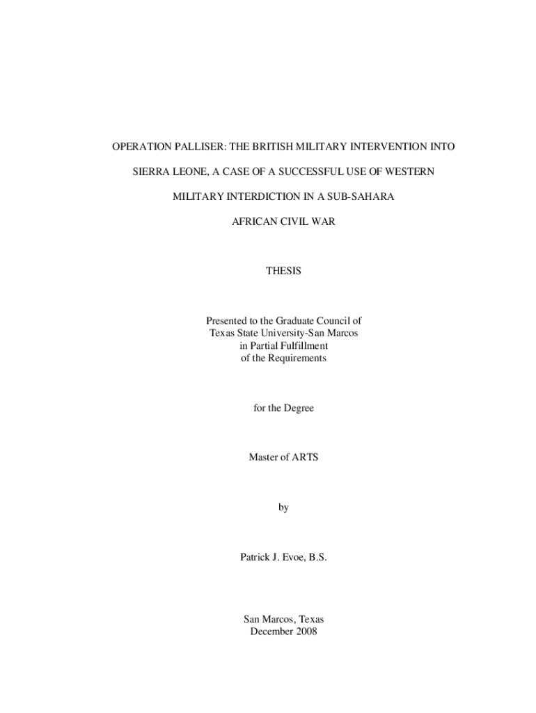 operation palliser: the british military intervention into sierra leone, a Preview on Page 1