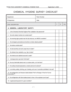 Survey form template - Chemical Hygiene Survey Form - Texas Tech University - depts ttu