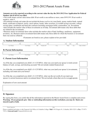 2011-2012 Parent Assets Form