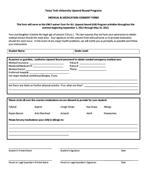 Medical and Meditation Consent Form - Texas Tech University - depts ttu