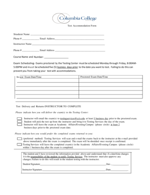 Test Accommodation Form