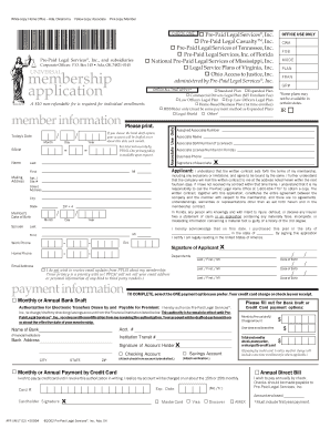 Pre-Paid Legal Services Membership Application