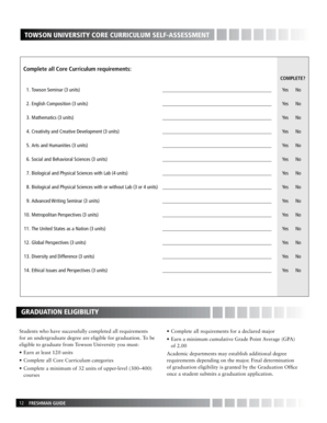 Towson University Core Curriculum Self-Assessment