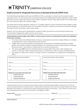 Student Consent for Designated Party Access to Educational Records