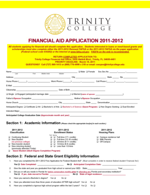 Financial Aid Application 2011-2012