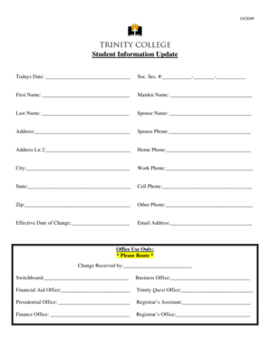 Student Information Update Form