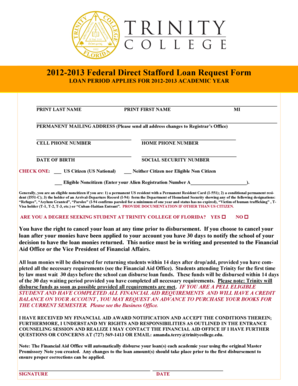 2012-2013 Federal Direct Stafford Loan Request Form