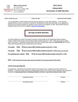 Verification of SNAP Benefits Form
