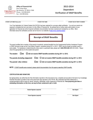 Verification of SNAP Benefits Form