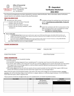 Verification Worksheet