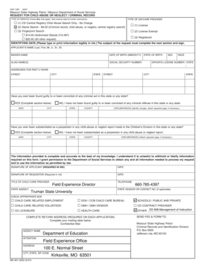Missouri Child Abuse or Neglect Criminal Record Request
