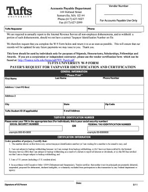 Tufts University W-9 Form
