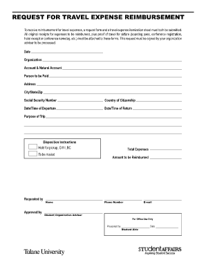 Travel Expense Reimbursement Request Form