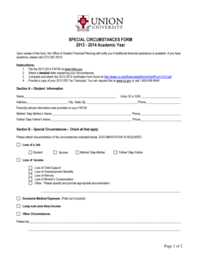 Special Circumstances Form