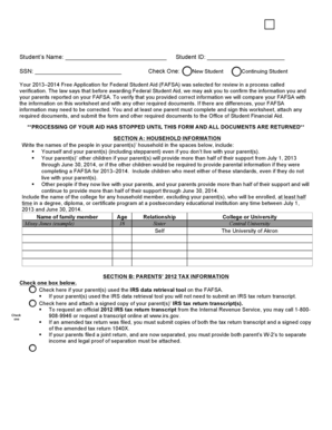 2013-2014 Dependent Verification Worksheet