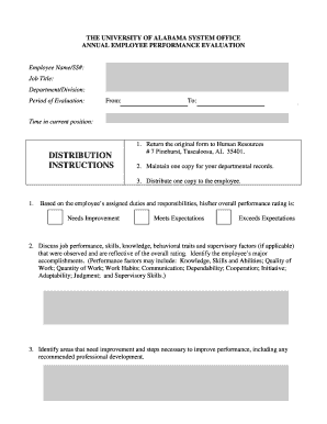 Employee Performance Evaluation Form - University of Alabama ... - uasystem ua