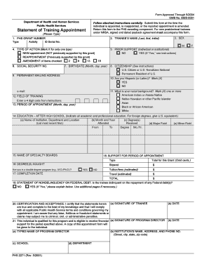 PHS 2271 Statement of Appointment