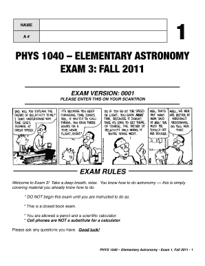 PHYS 1040 ELEMENTARY ASTRONOMY EXAM 3 ... - USU Physics