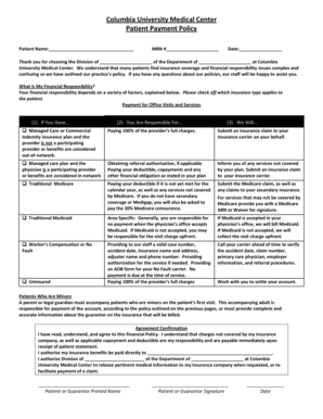 Columbia University Medical Center Patient Payment Policy