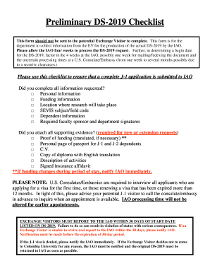 Preliminary DS-2019 Checklist and Form - Columbia University ... - cumc columbia