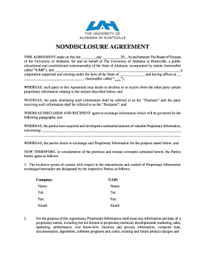 Nondisclosure agreement - OSP - University of Alabama in Huntsville