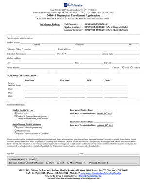 2010-11 Dependent Enrollment Application