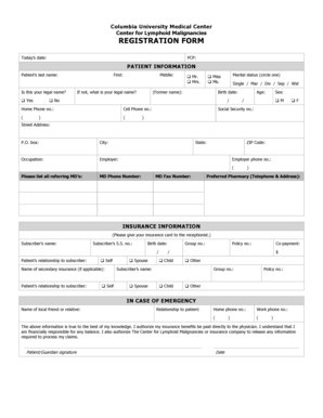Columbia University Medical Center Registration Form
