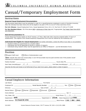 Casual/Temporary Employment Form