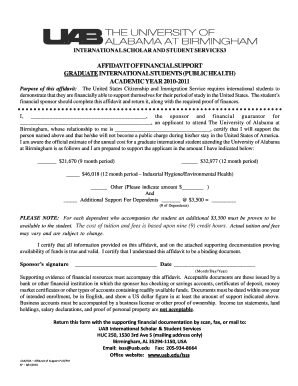 Affidavit of Financial Support