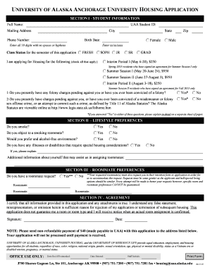 University of Alaska Anchorage Housing Application