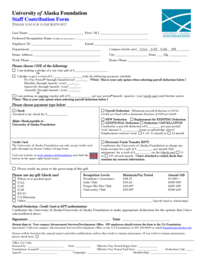 University of Alaska Staff Contribution Form