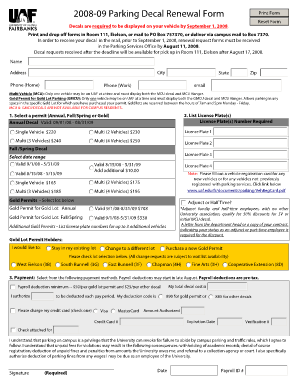 2008 Parking Decal Renewal Form