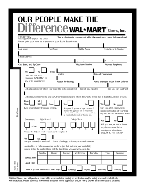 22 Printable Walmart Application For Employment Fiilable Forms And