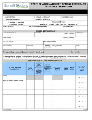 Arizona Retiree/LTD Enrollment Form