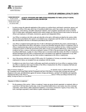 Arizona Loyalty Oath Form