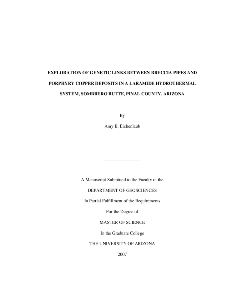 exploration of genetic links between breccia pipes and porphyry Preview on Page 1
