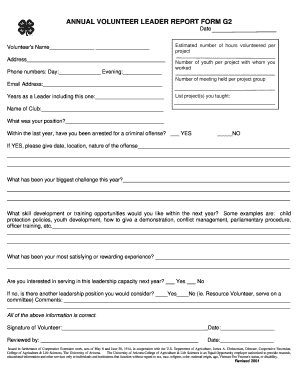 Annual Volunteer Leader Report Form
