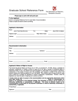 Graduate School Reference Form