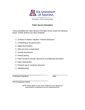 Public Service Orientation Form